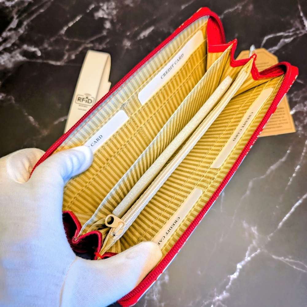 Sukriti Hand Painted Embossed Leather Wallet With RFID Protection - Picture 8 of 10